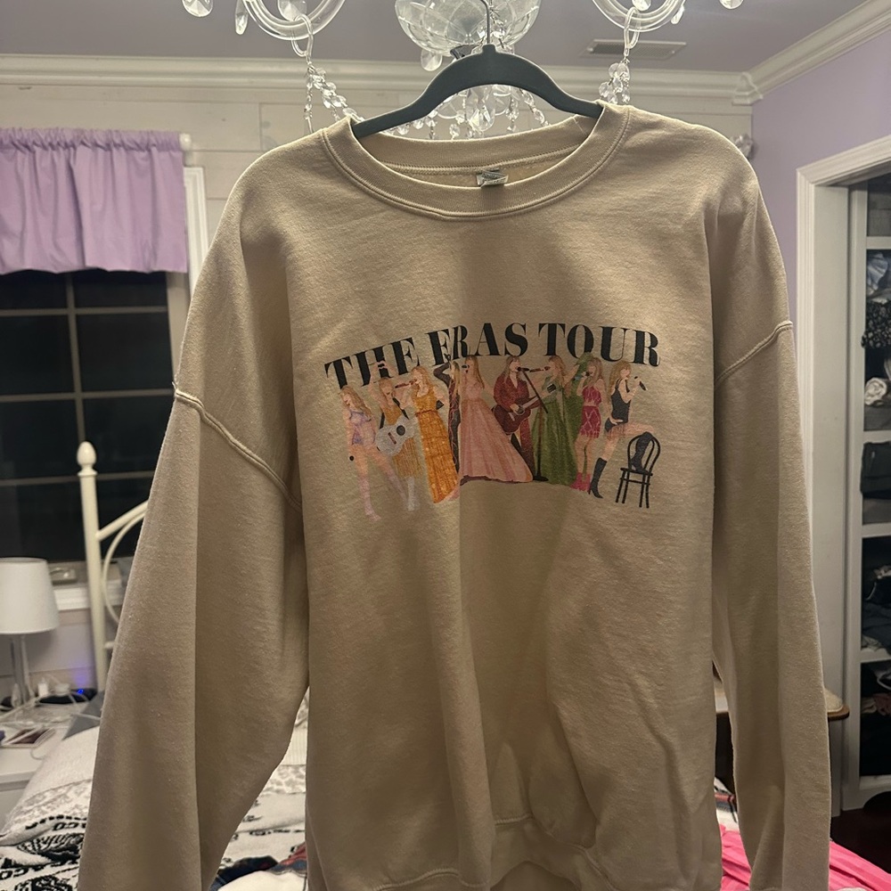 Gildan Beige Taylor Swift The Eras Tour Crew Neck Sweater
